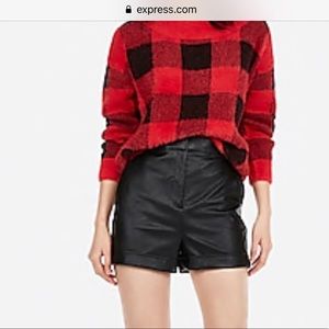 Black leather high-waisted shorts